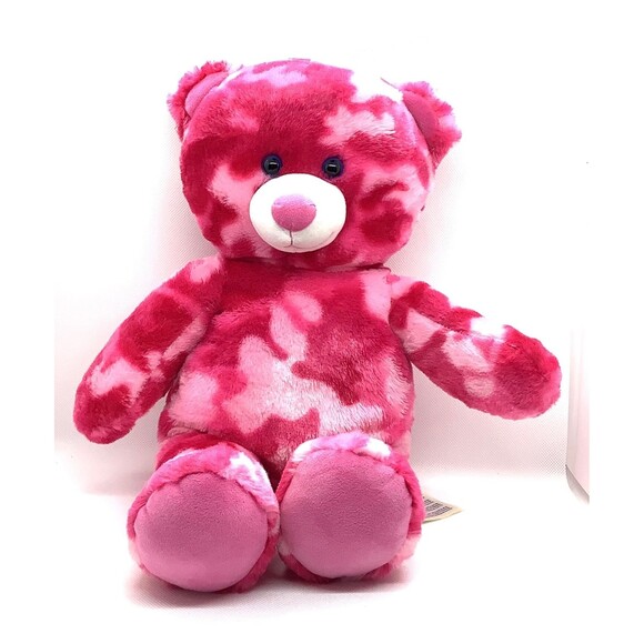 Build A Bear Pink Camo Camouflage Teddy Bear Stuffed BABW Plush Girl 16" - Picture 1 of 7
